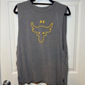 Under Armour Project Rock Sleeveless Grey Brahma Bull Tank Size XL